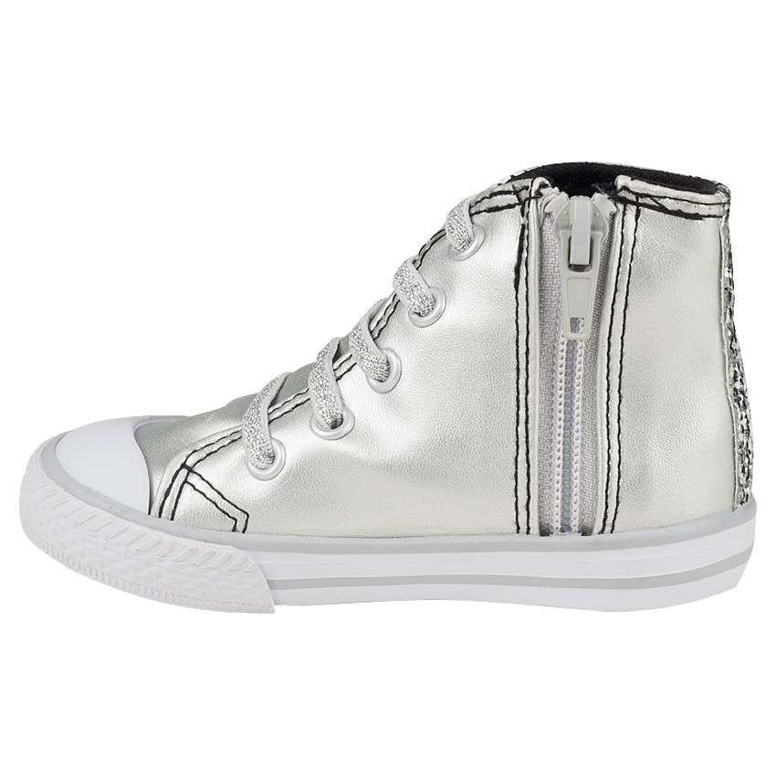 Zapatillas de deporte de caña alta cierre de cremallera y con cordones con purpurina banda con purpurina 