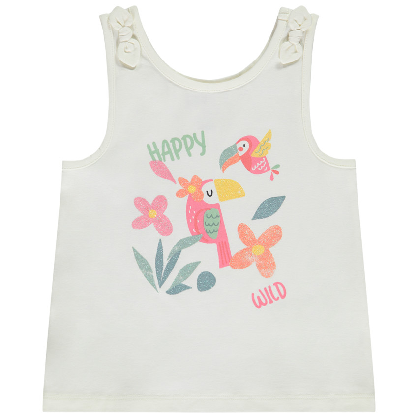 Camiseta sin mangas con lazos y estampado fantasía para bebé niña 