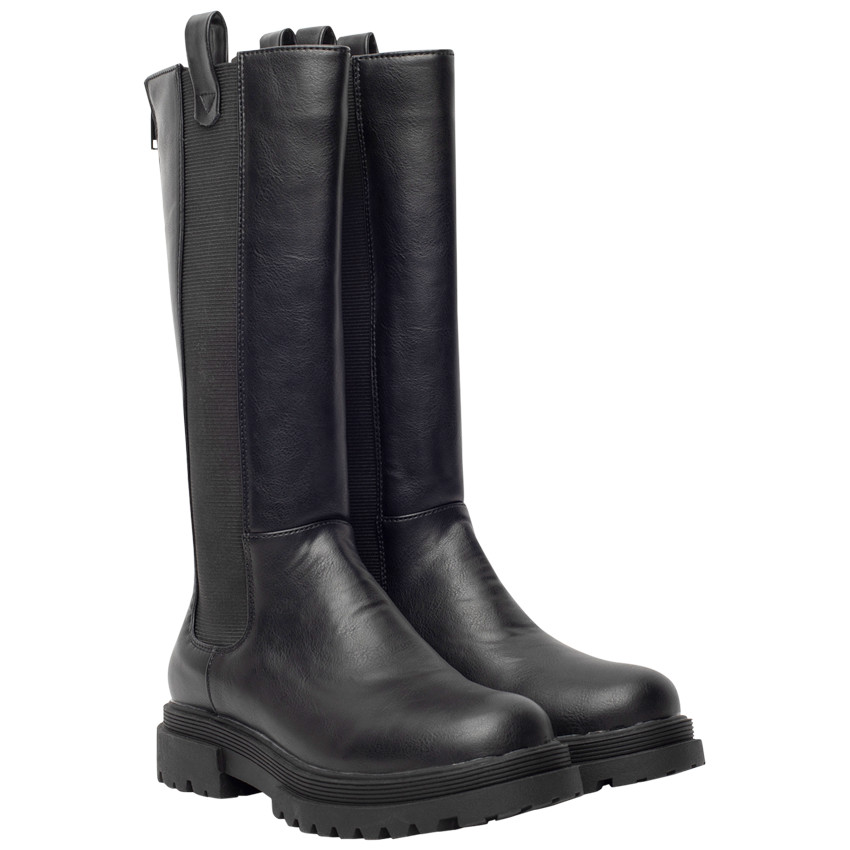 Botines negros de poliuretano con suela chunky para niña 