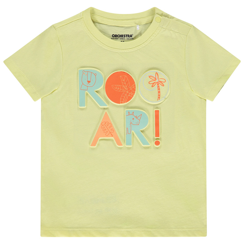 Camiseta de manga corta fantasía con estampado en relieve para bebé niño 