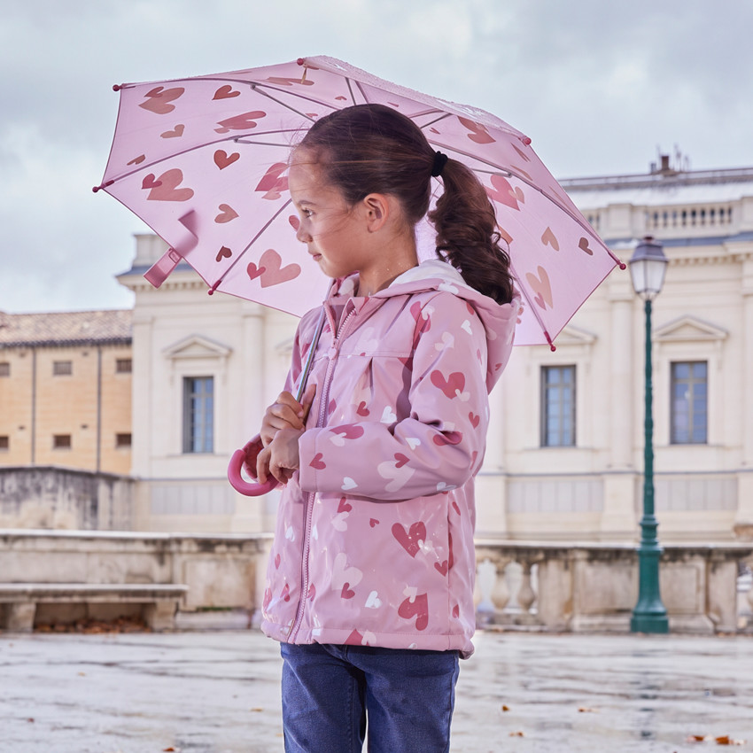 Parka de lluvia para niña con capucha y colores que cambian. 