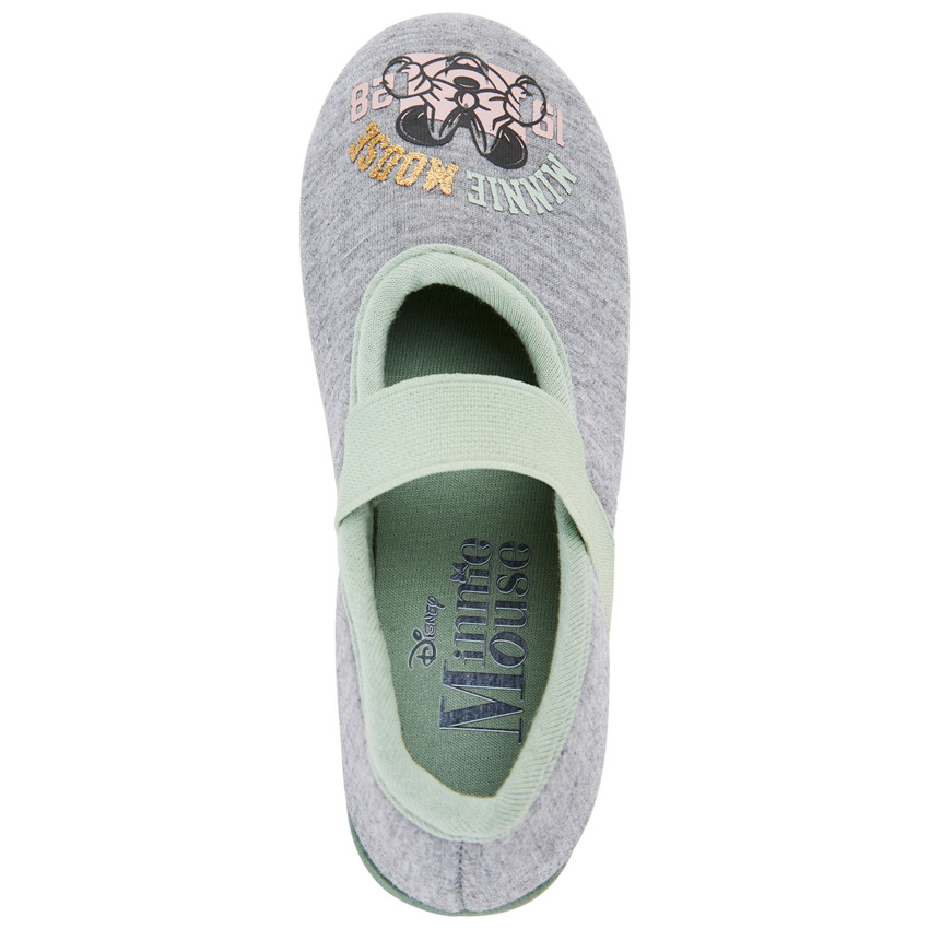 Zapatillas de casa grises con elástico y estampado de Minnie Disney para niña 