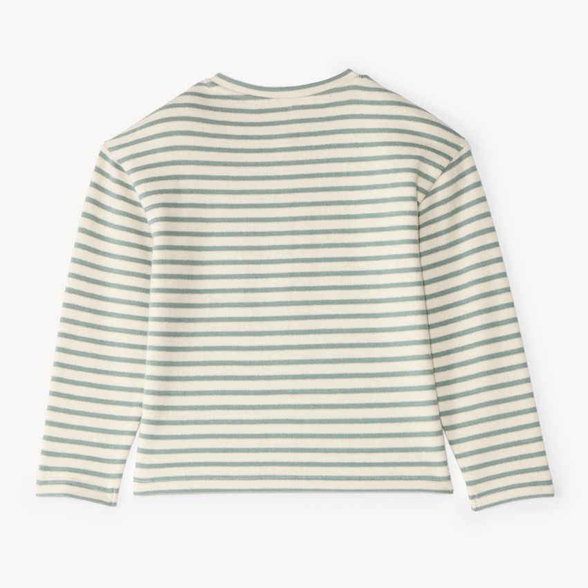 Camiseta de manga larga de cuello tunecino a rayas para niño 