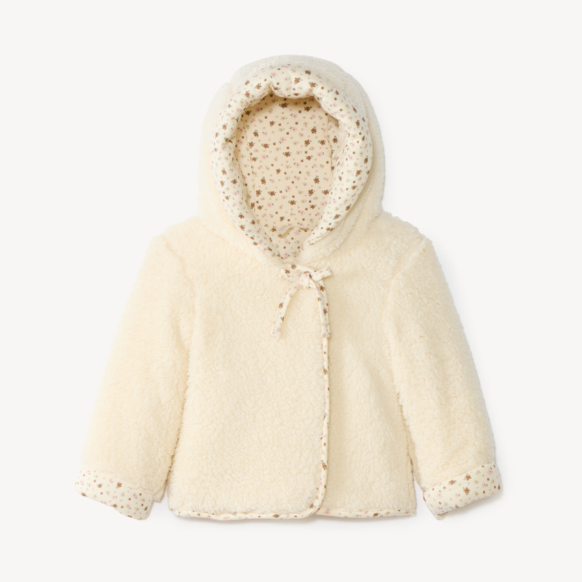 Chaqueta de sherpa para bebé niña con capucha 