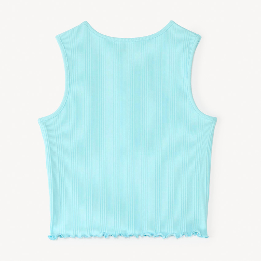 Camiseta de punto acanalado con bordado "Saint Tropez" para niña 