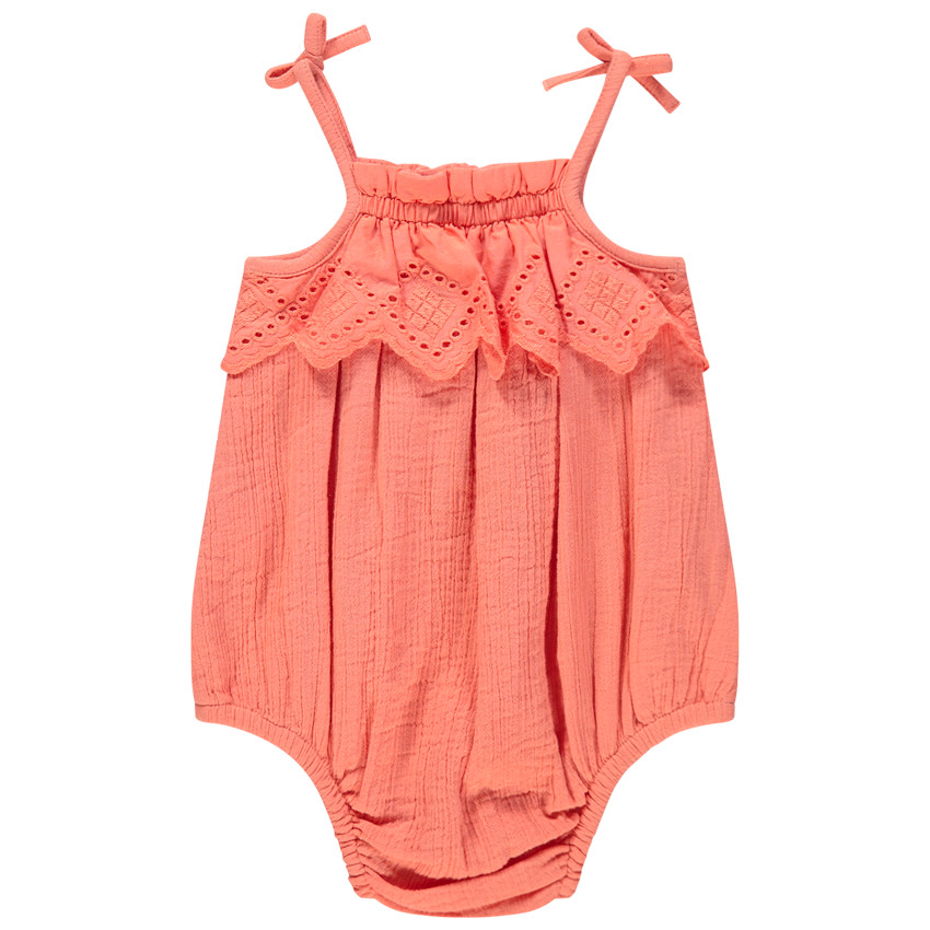 Combinaison courte en gaze de coton et broderie anglaise  Additional Combinaison courte en gaze de coton et broderie anglaise