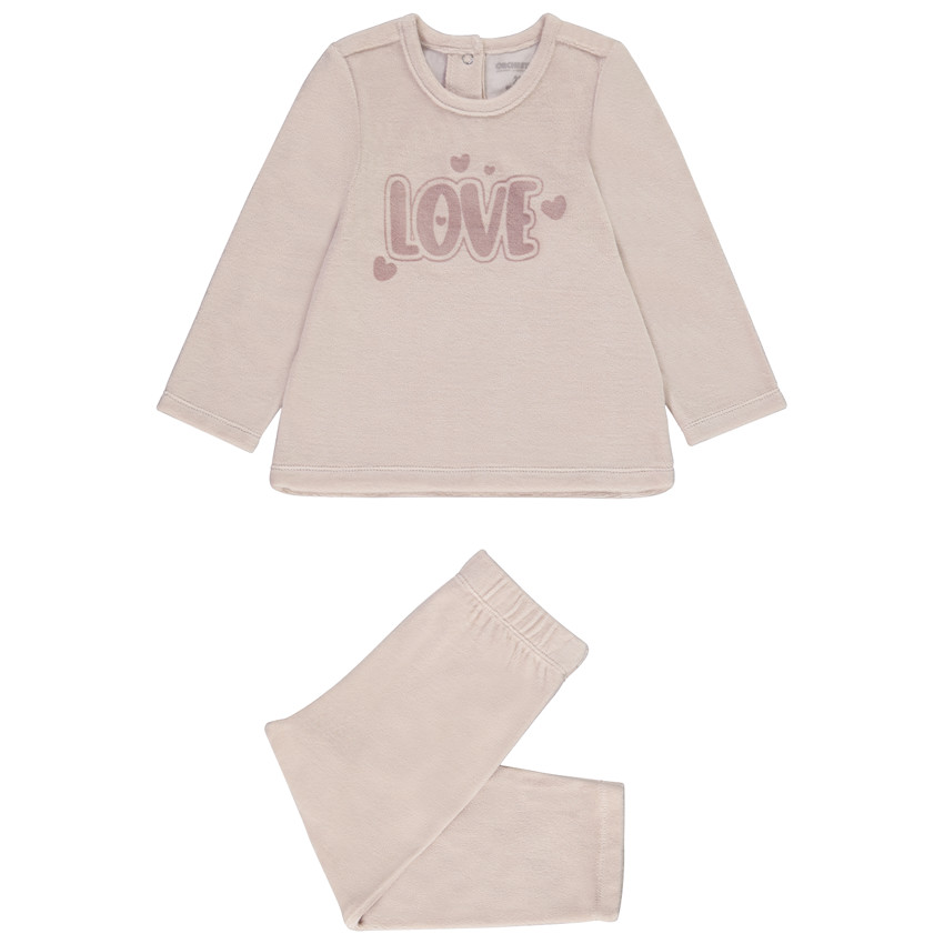 Pijama 2 piezas camiseta de manga larga + pantalón de terciopelo fantasía para bebé niña Main Pijama 2 piezas camiseta de manga larga + pantalón de terciopelo fantasía para bebé niña