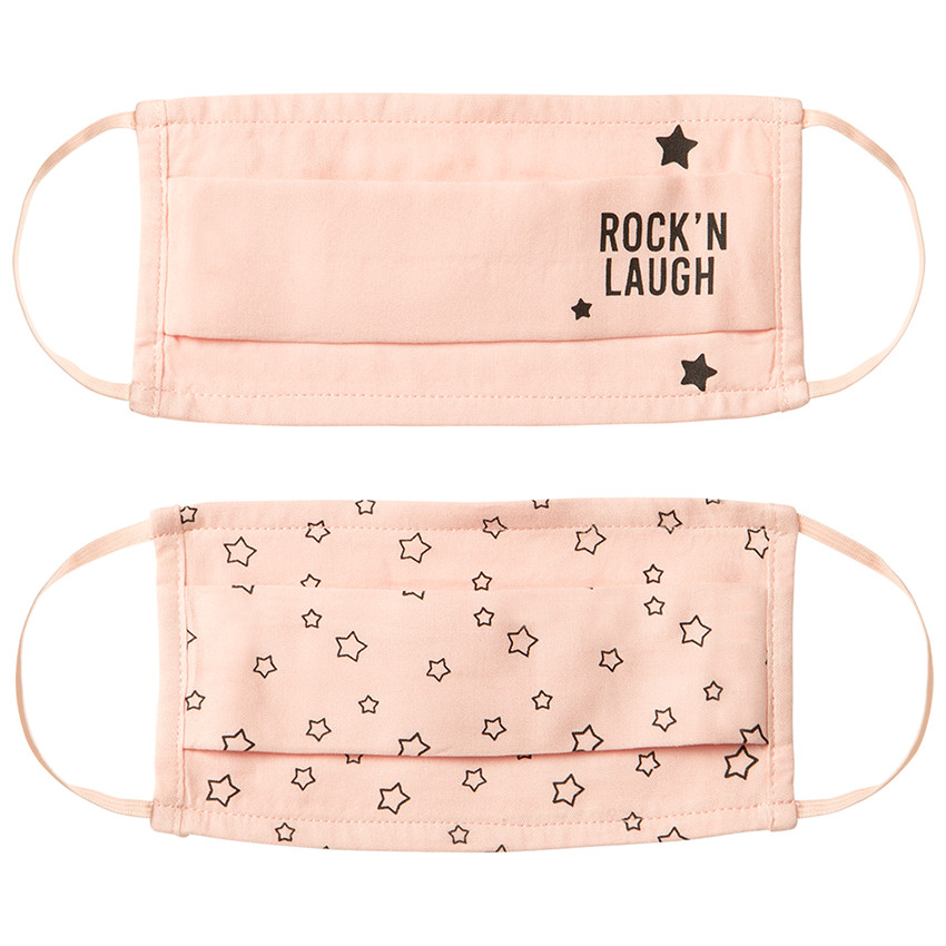 Lote de 2 mascarillas de tela para niño en color rosa estilo rockero 