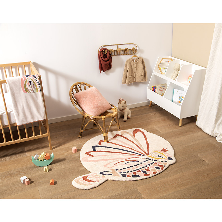 Alfombra de algodón tejida a mano con estampado de pájaros 75x120 cm 