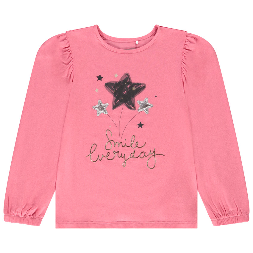 T-shirt manches longues print fantaisie et sequins pour fille Main T-shirt manches longues print fantaisie et sequins pour fille