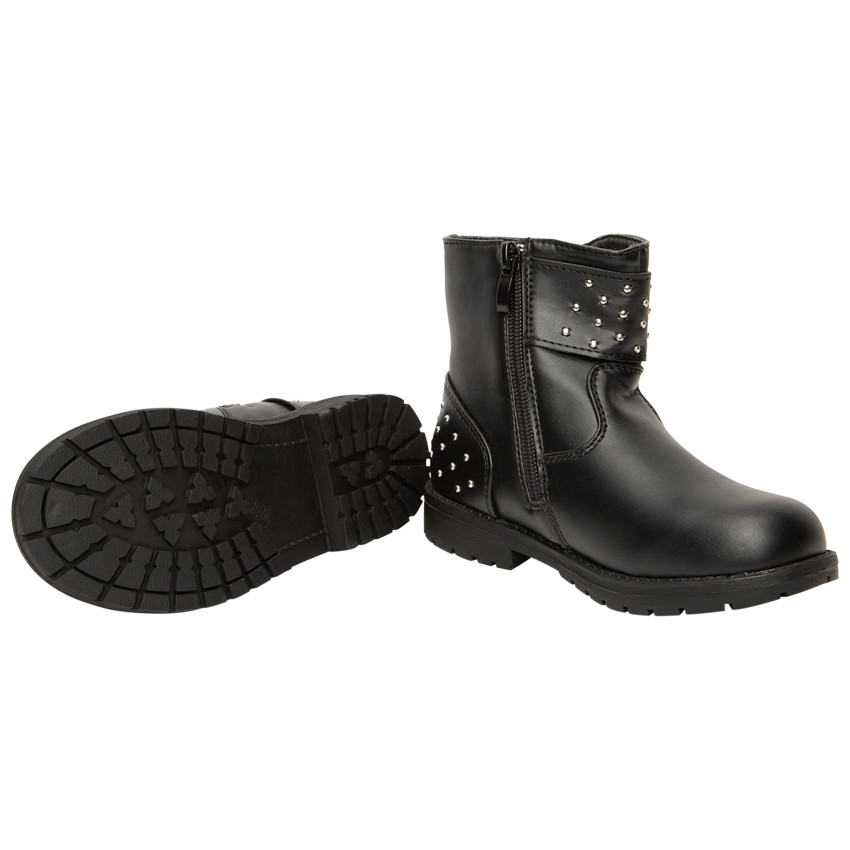 Botines negros con doble hebilla para niña 