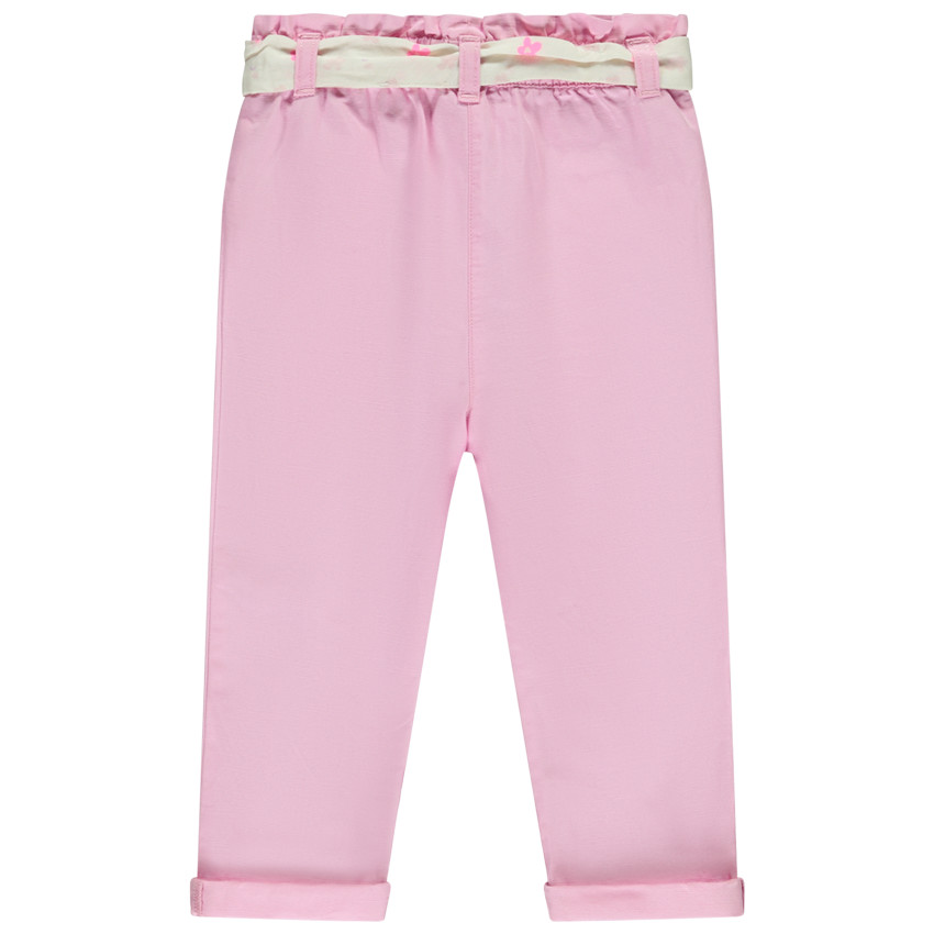 Pantalón de lona con cinturón estampado para bebé niña 