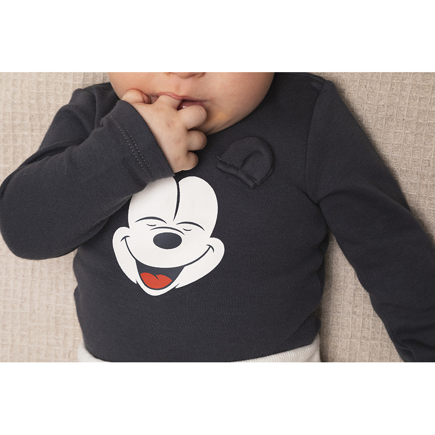Conjunto en algodón con gorrito + bodi + pantalón con estampado de Mickey Mouse de Disney para bebé niño 