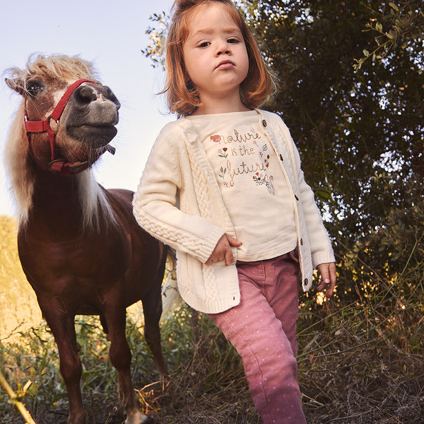 Pantalón slim de terciopelo milera estampado de estrellas para bebé niña 