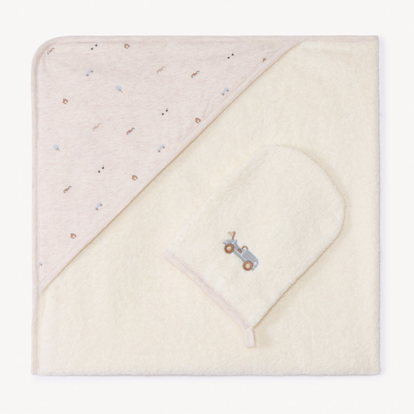 Juego de baño de 2 piezas con motivos de coches para bebé niño. 