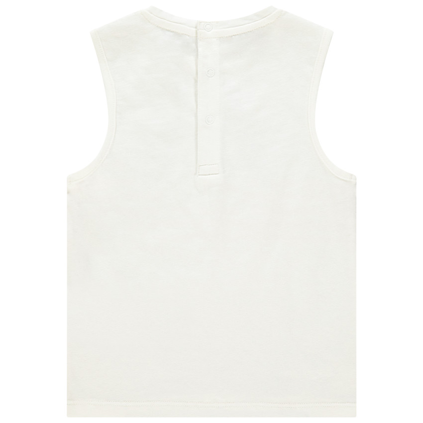 Camiseta sin mangas en algodón orgánico rayas print animal 