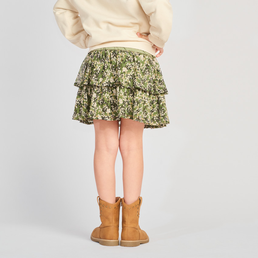 Falda con vuelo estampado floral niña 