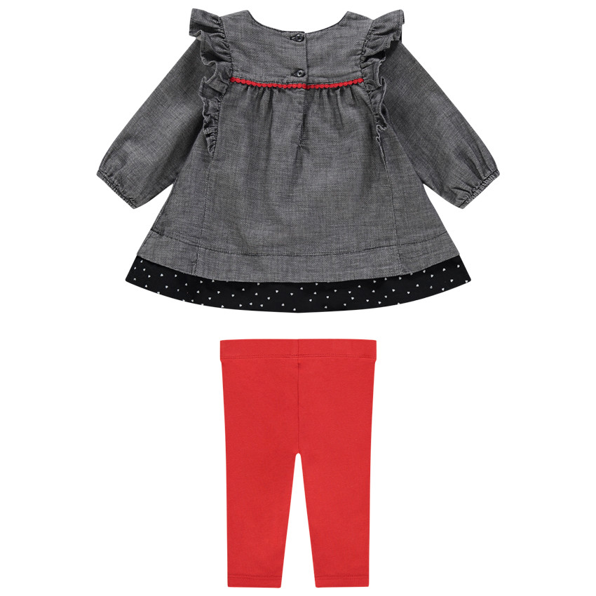 Ensemble robe manches longues volantée et legging rouge  Additional Ensemble robe manches longues volantée et legging rouge