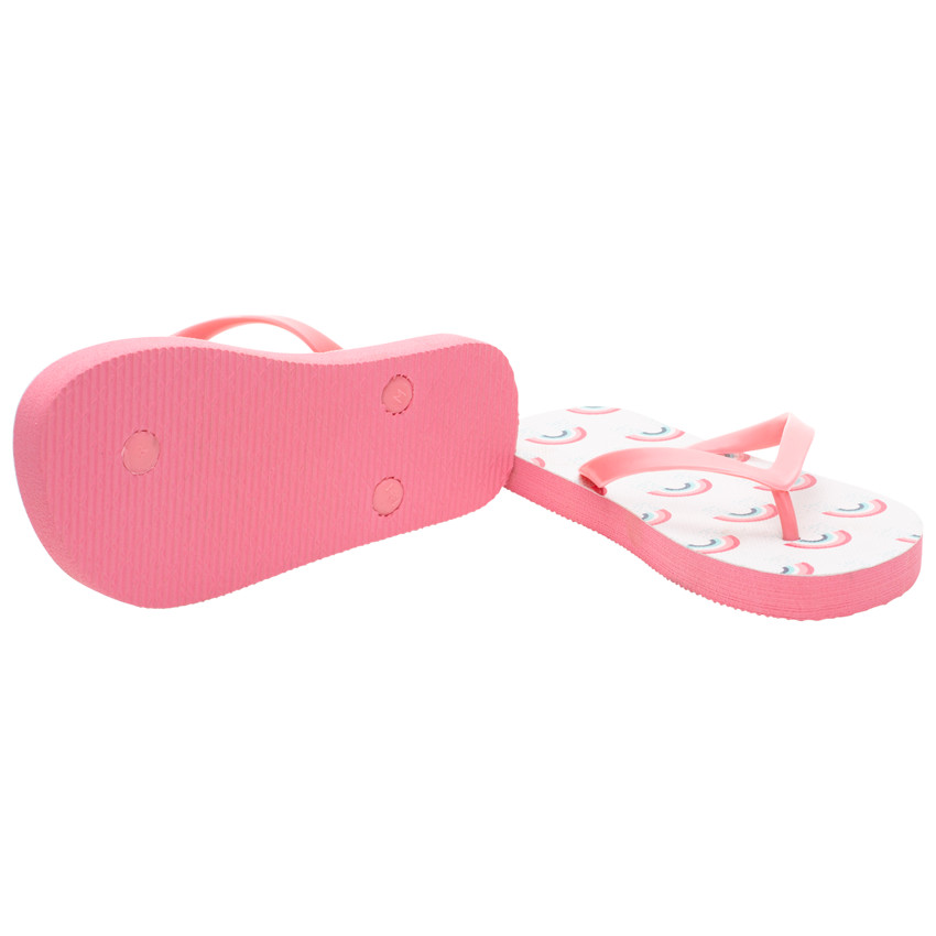 Chanclas rosas con estampado de arcoíris para niña 