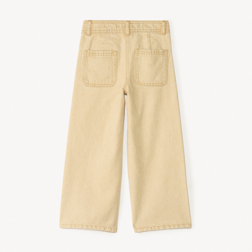 Pantalón vaquero ancho liso con bolsillos decorativos para niña 