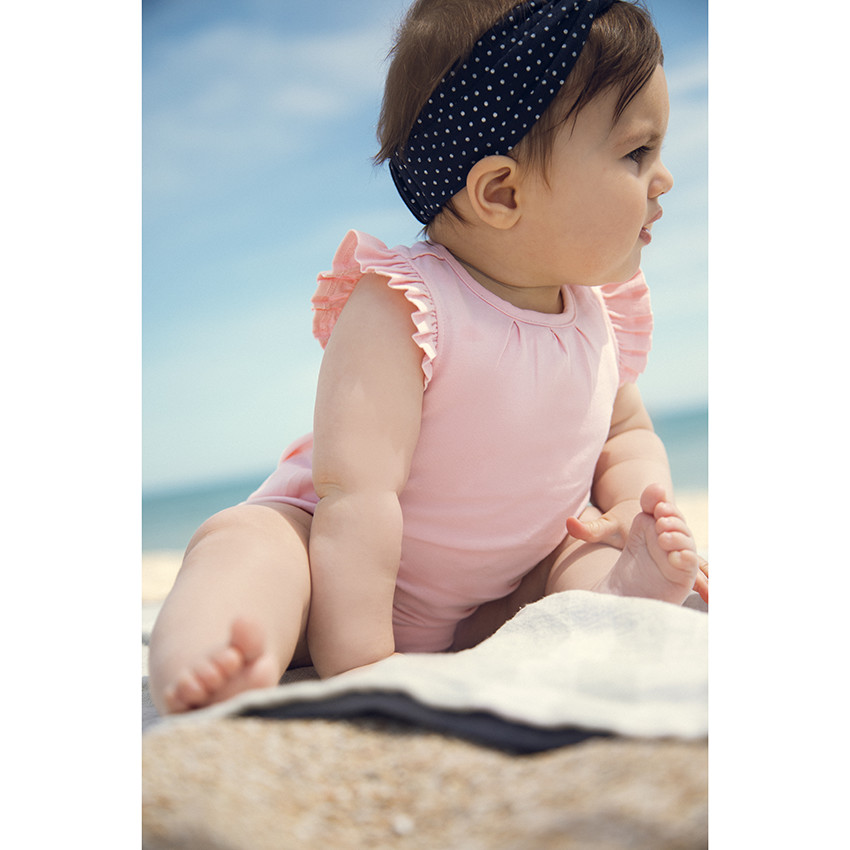 Pelele corto de algodón con mangas volantes para bebé niña 