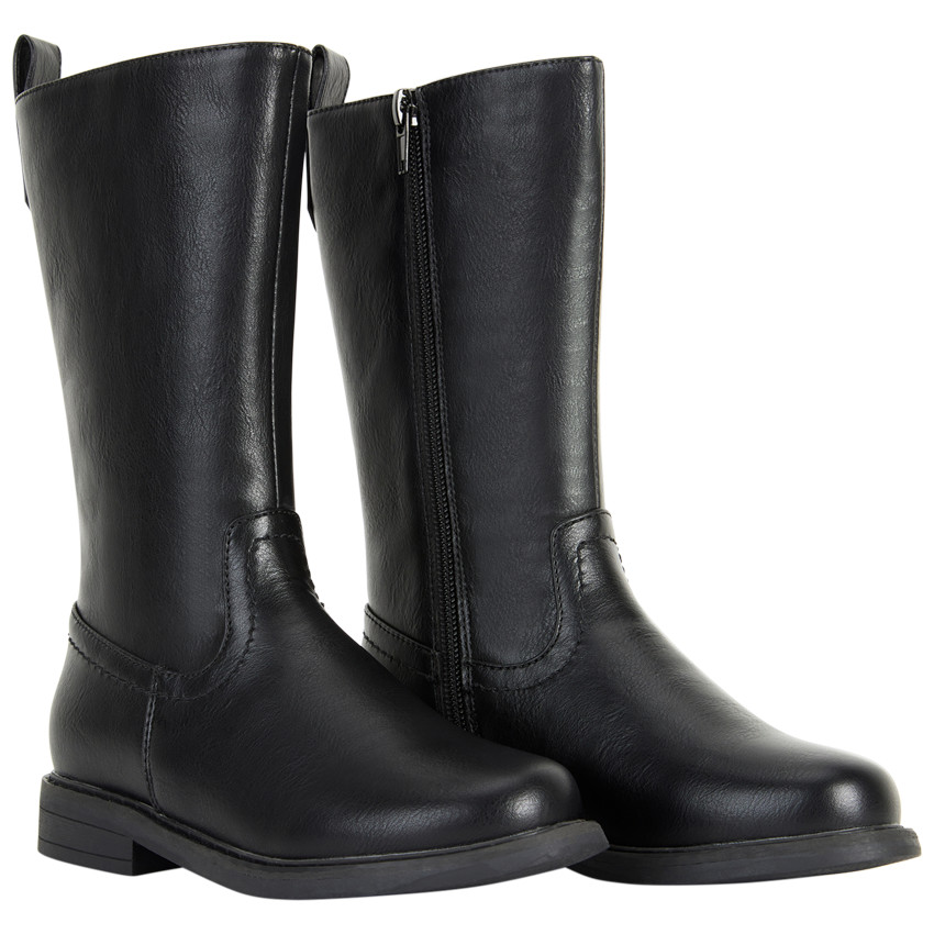 Botas cavaleras negras efecto piel para niña 