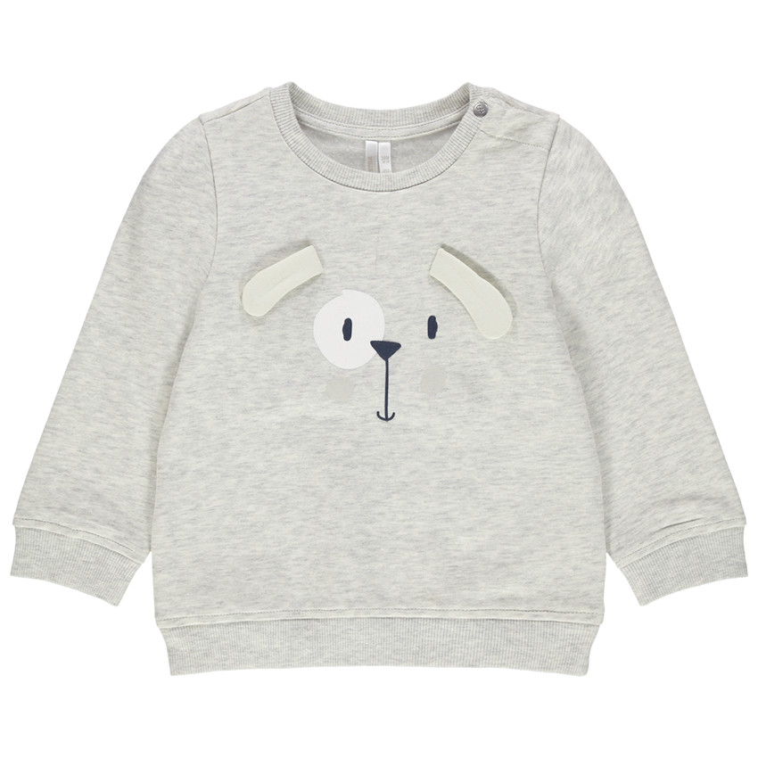 Sudadera de felpa con perro estampado y orejas de relieve  Additional Sudadera de felpa con perro estampado y orejas de relieve