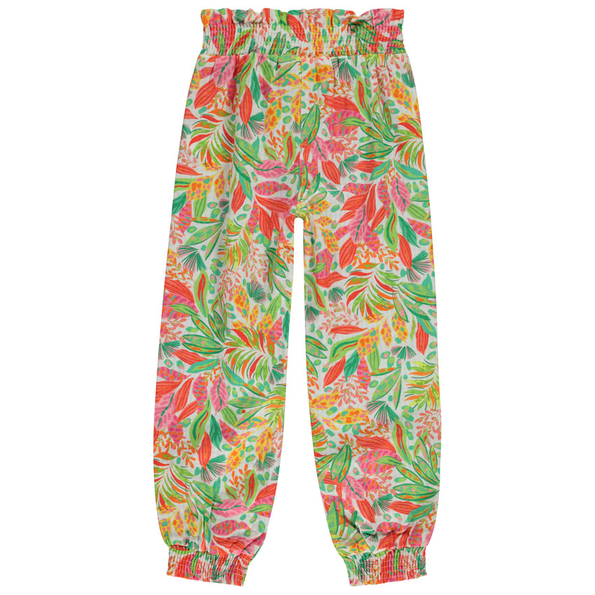 Pantalón fluido para anudar estampado vegetal para niña 