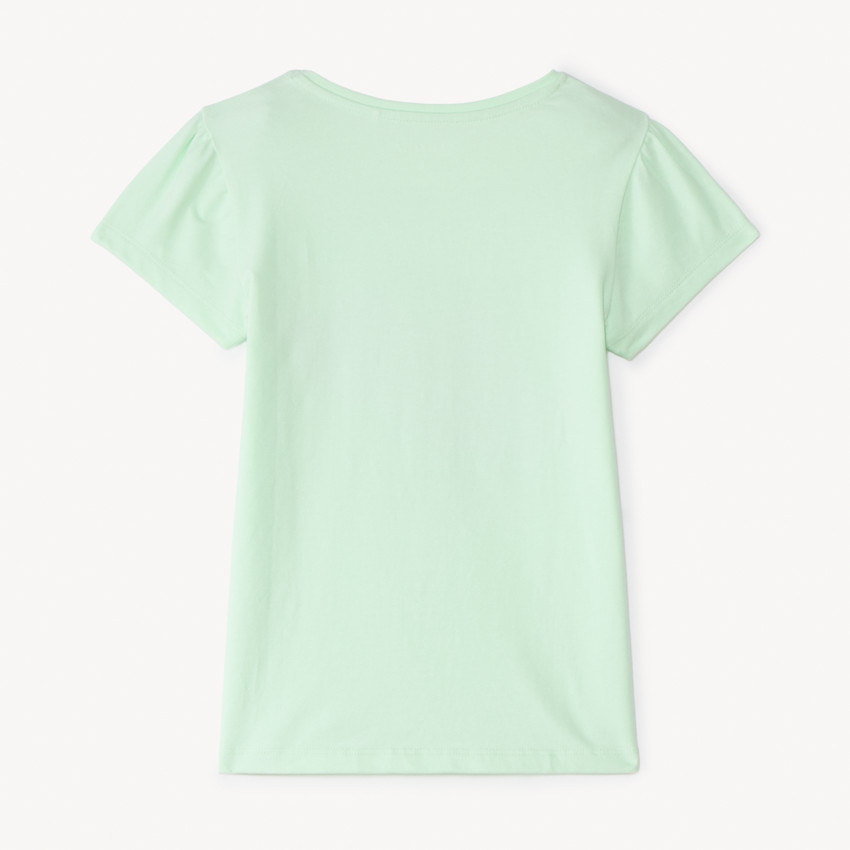 Camiseta de manga corta con estampado y brillos para niña 