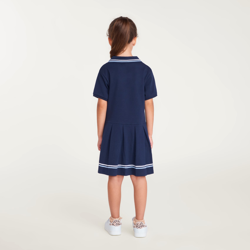 Vestido escolar niña de manga corta con bordado "LA 