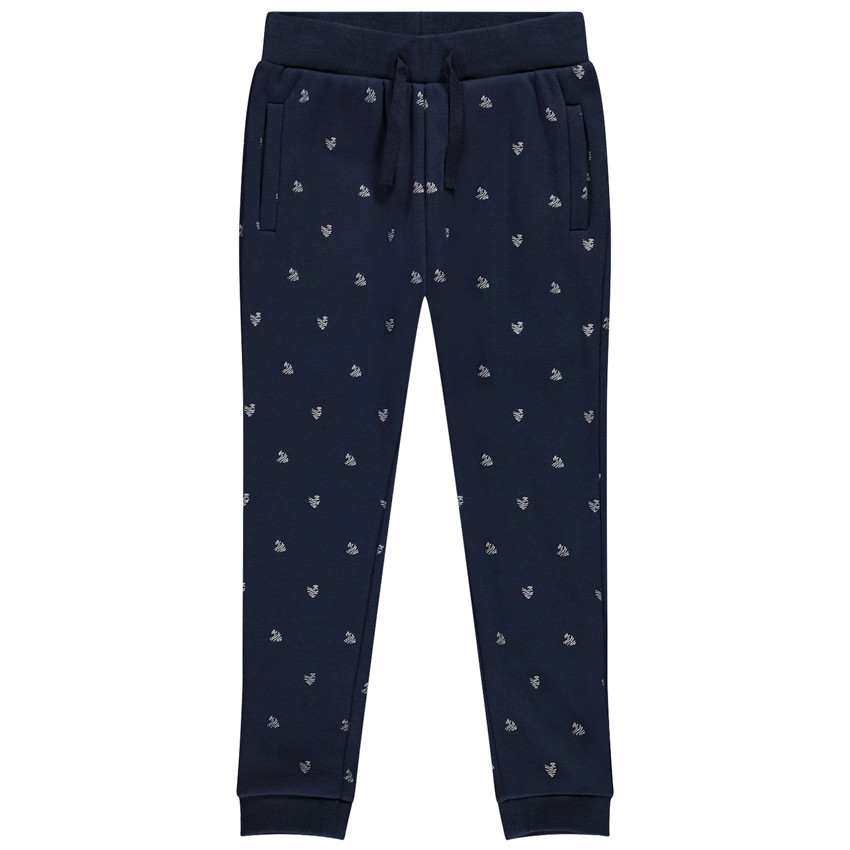 Pantalón de chándal impreso con corazones en contracolado para niña 