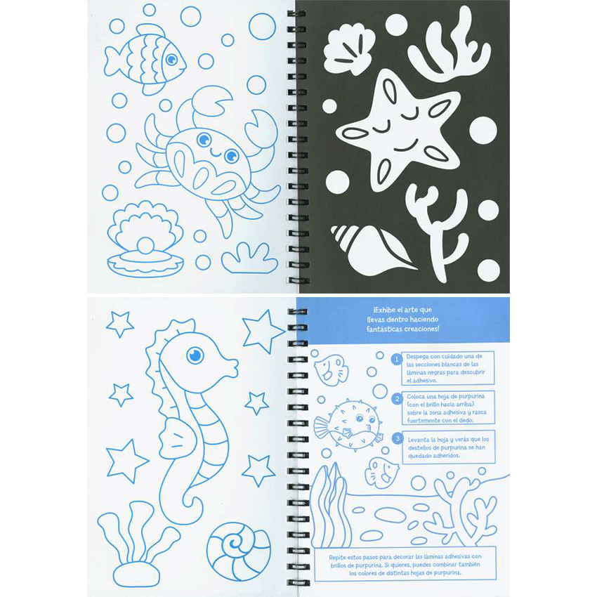 Libro para colorear y pegatinas Bajo el mar +6 años 