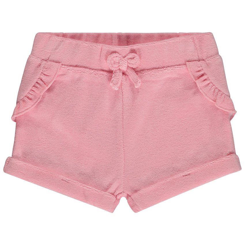 Short liso de rizo con volantes y lazo para bebé niña 
