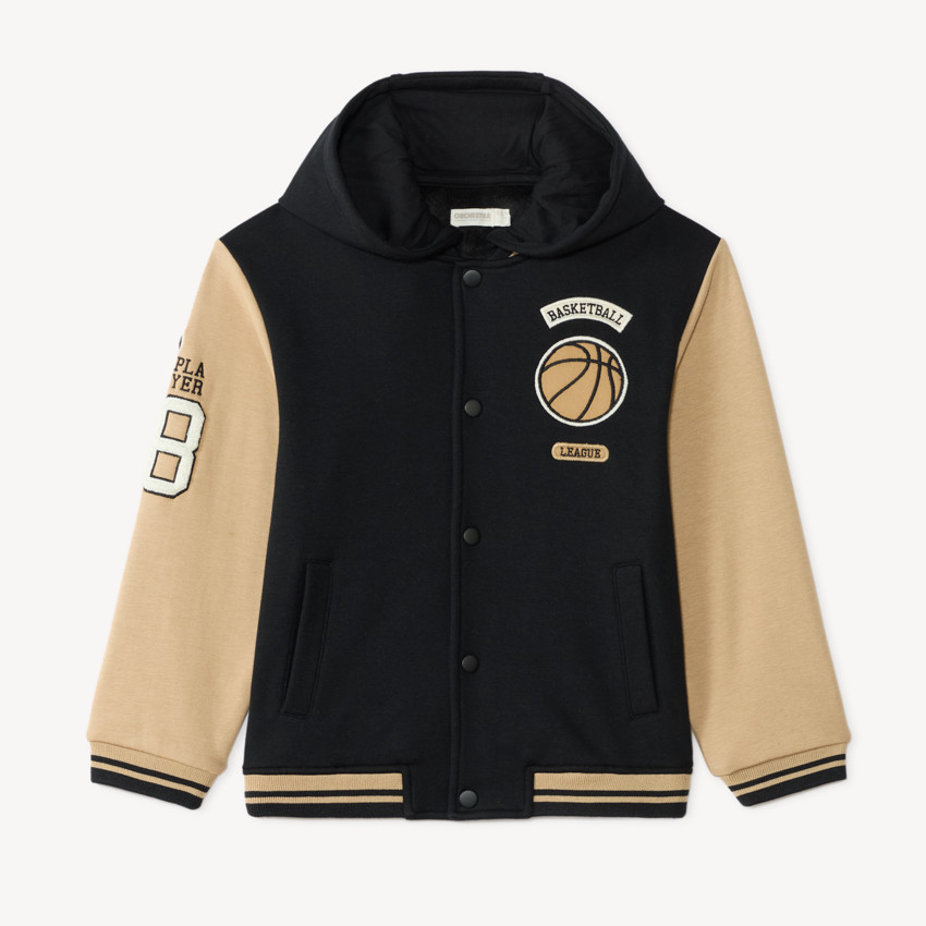 Sudadera tipo teddy con capucha para niño con bordado de baloncesto 