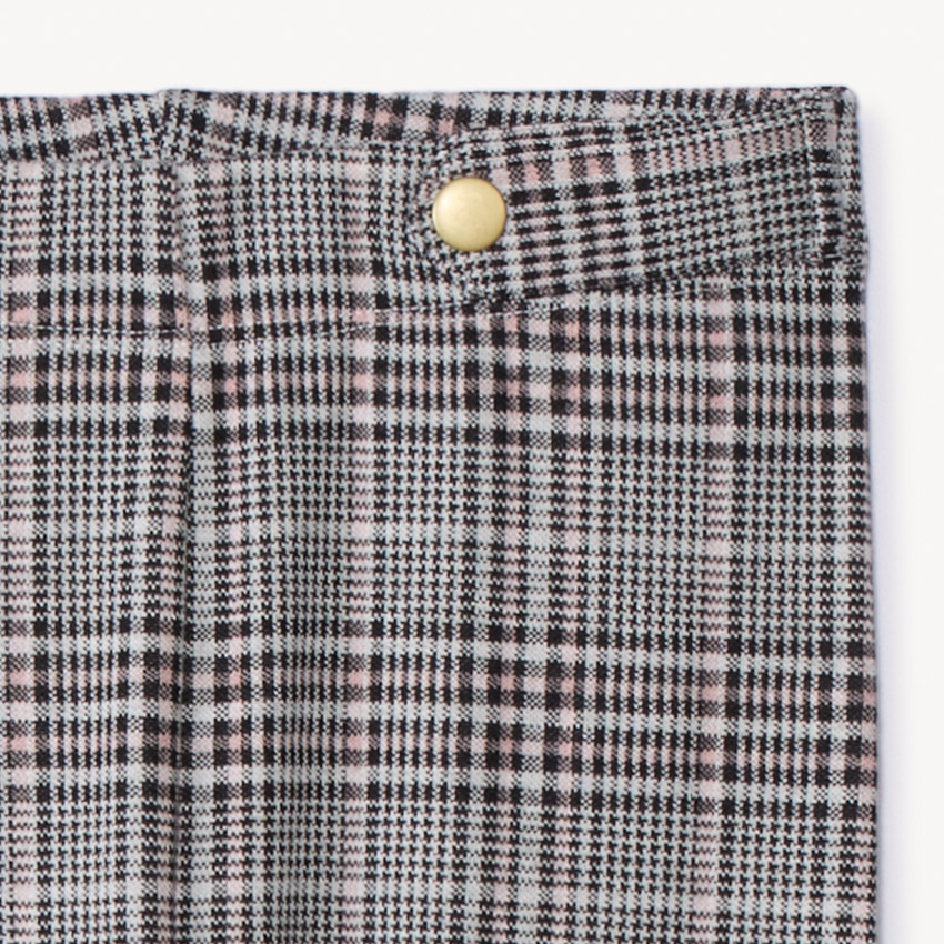 Caleçon largo de punto jacquard de cuadros niña 