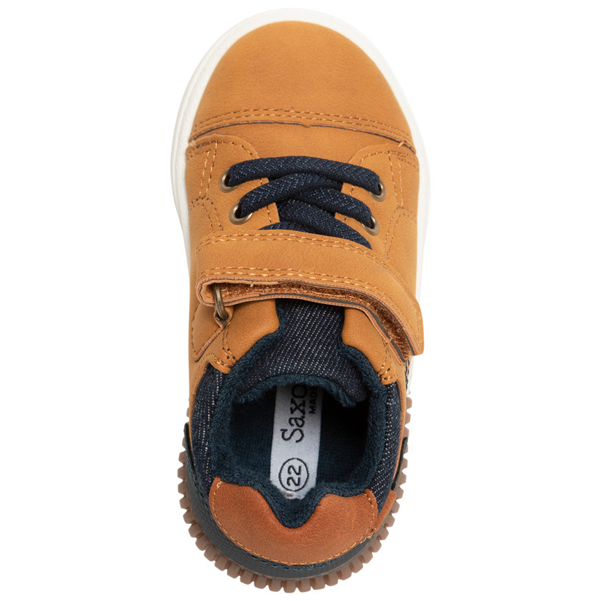 Zapatillas bajas camel con cordones y velcro para bebé niño 