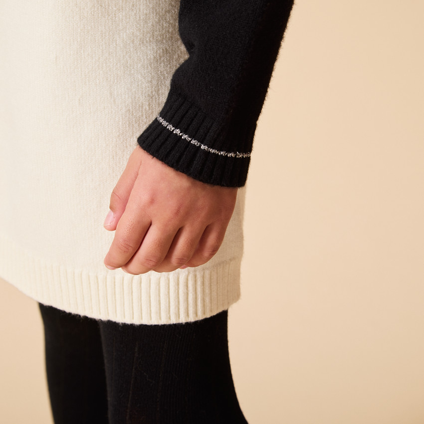 Ropa de punto semi-oversize con efecto colorblock para niña 