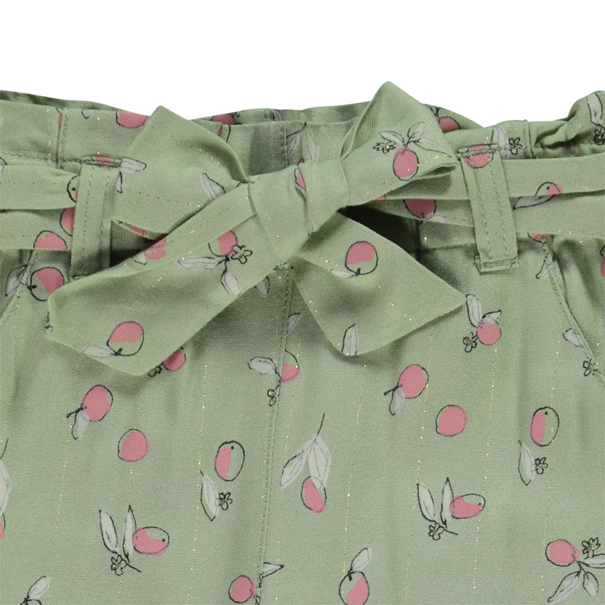 Pantalón estampado melocotón con cinturón para bebé niña 