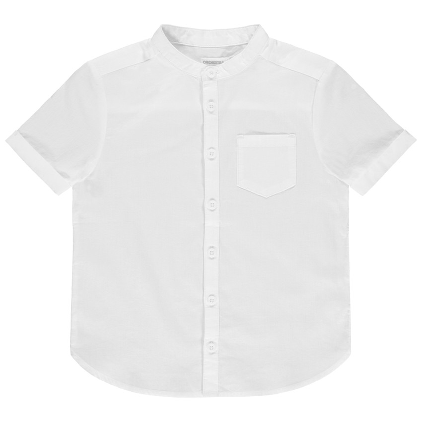 camisa de ceremonia blanca con cuello mao y bolsillo  Additional camisa de ceremonia blanca con cuello mao y bolsillo
