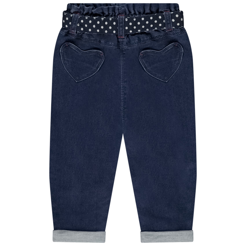 Jean avec ceinture et broderie pour bébé fille 