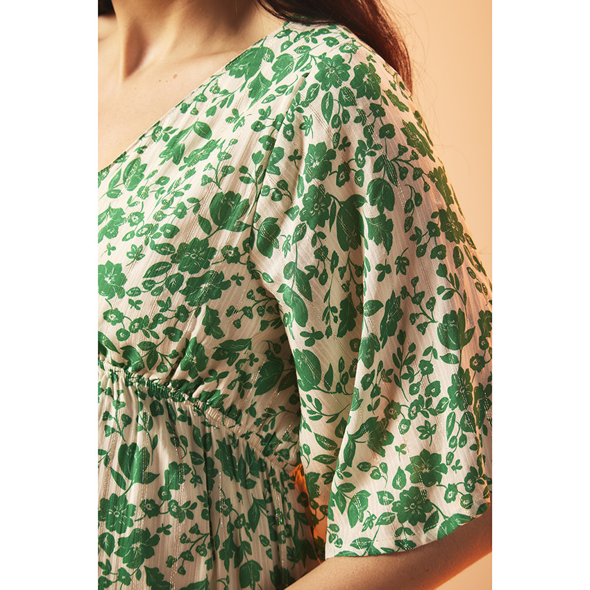 Vestido largo de manga 3/4 con estampado floral para mujer 