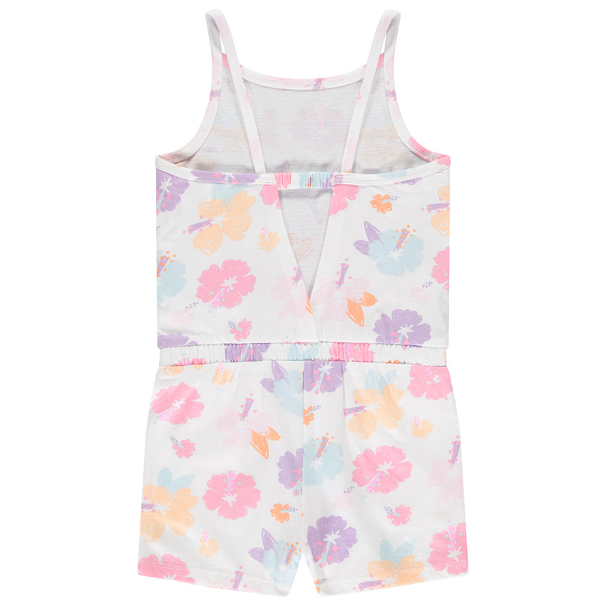 Mono corto de jersey slub con estampado floral niña 