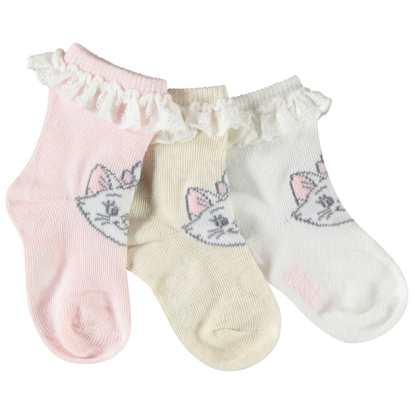 Lote de 3 pares de calcetas Marie Disney para niña bebé 