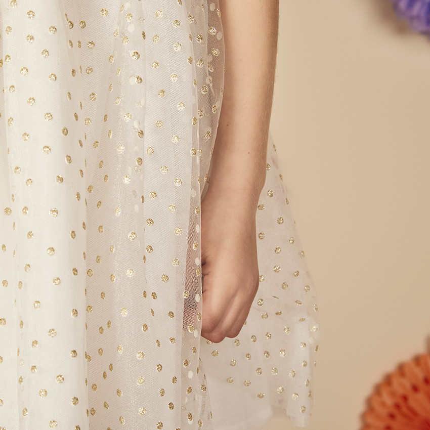 Vestido de ceremonia en crêpe y tul para niña 