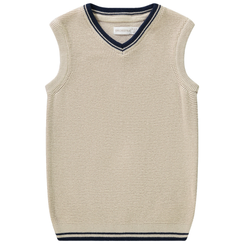 Jersey sin mangas de punto cuello en V para niño 
