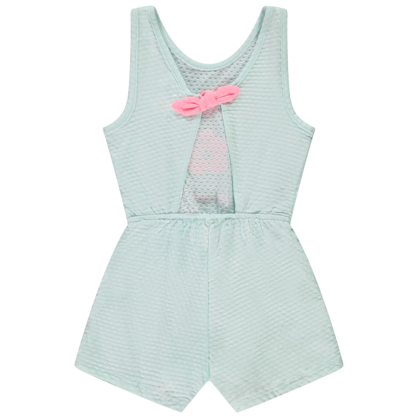 Combishort efecto arrugado con hibisco brillante para bebé niña 