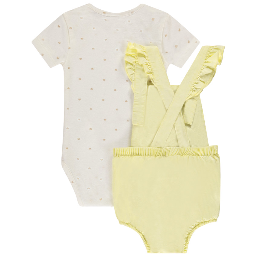 Conjunto de body fantasía + pelele salopette unicolor para niña bebé 