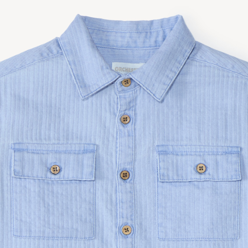 Camisa de manga corta de tela texturada para niño 