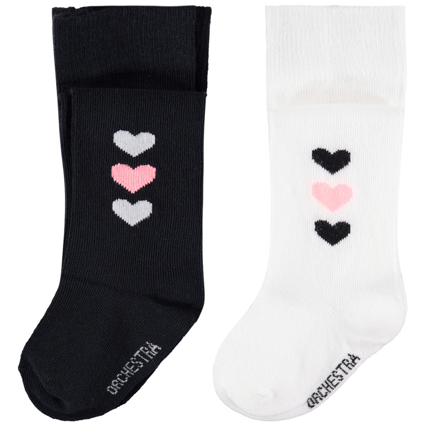 Juego de 2 medias gruesas con corazones que contrastan de jacquard  Additional Juego de 2 medias gruesas con corazones que contrastan de jacquard
