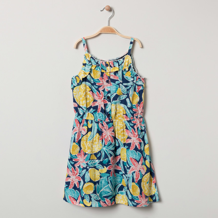 Vestido de tirantes estampado piñas y flores all-over  Additional Vestido de tirantes estampado piñas y flores all-over